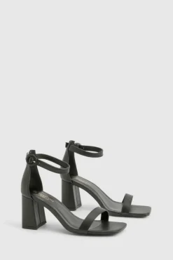 Heels*boohoo Wide Fit Round Buckle 2 Part Block Heels black