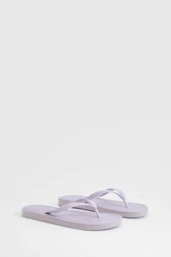 Sandals*boohoo Wide Fit Round Toe Flip Flops lilac