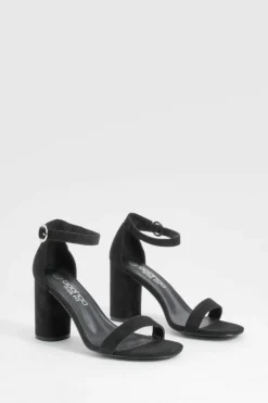 Heels*boohoo Wide Fit Rounded Heel 2 Part Barely There Heels black