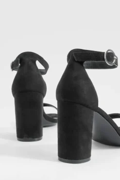Heels*boohoo Wide Fit Rounded Heel 2 Part Barely There Heels black