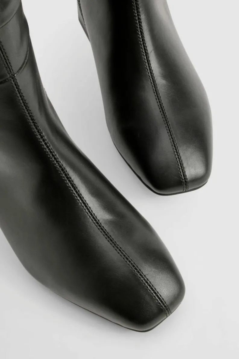 Heels|Over The Knee Boots*boohoo Wide Fit Ruched Block Knee High Boots black