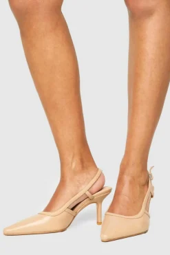 Heels*boohoo Wide Fit Slingback Court Shoes nude
