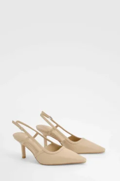 Heels*boohoo Wide Fit Slingback Court Shoes nude