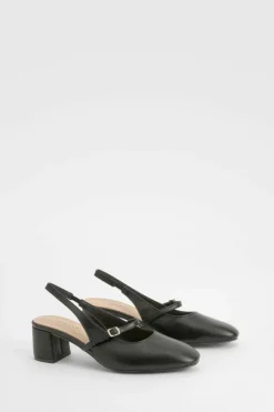Ballet Flats|Flats*boohoo Wide Fit Slingback Low Block Ballet black