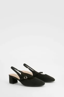 Ballet Flats|Flats*boohoo Wide Fit Slingback Low Block Ballet black
