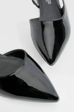Flats*boohoo Wide Fit Slingback Patent Pointed Flats black