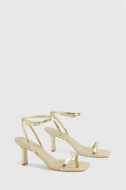 Heels*boohoo Wide Fit Snake 2 Part Heels gold