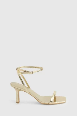 Heels*boohoo Wide Fit Snake 2 Part Heels gold