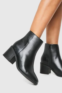 All Boots|Boots*boohoo Wide Fit Snake Panel Shoe Boots black
