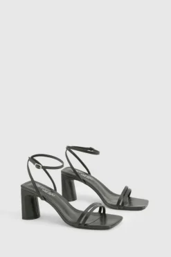 Heels*boohoo Wide Fit Square Double Strap Heels black