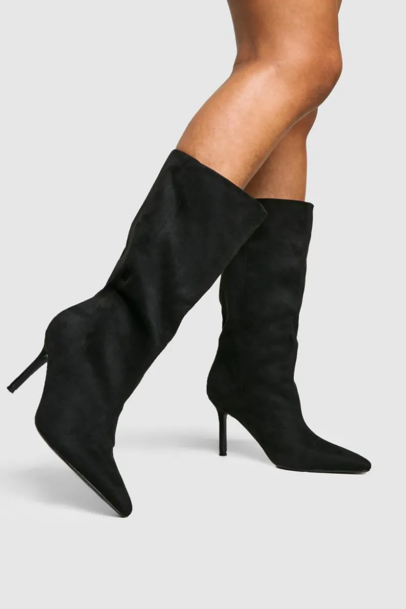 Over The Knee Boots|Knee High Boots*boohoo Wide Fit Stiletto Knee High Boots black