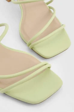 Heels*boohoo Wide Fit Strappy Low Block Heel Mule lime