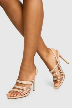 Heels*boohoo Wide Fit Strappy Slingback Heels nude