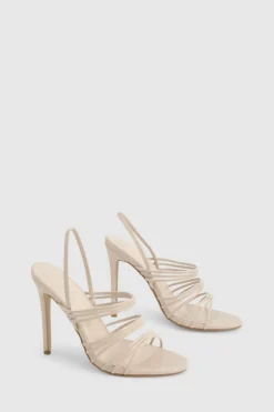 Heels*boohoo Wide Fit Strappy Slingback Heels nude