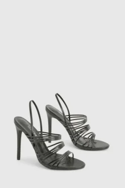 Heels*boohoo Wide Fit Strappy Slingback Heels black