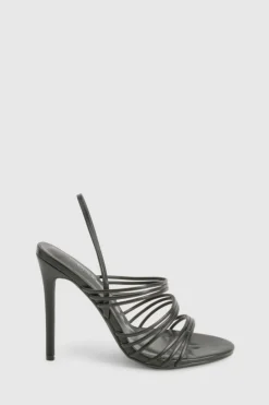 Heels*boohoo Wide Fit Strappy Slingback Heels black