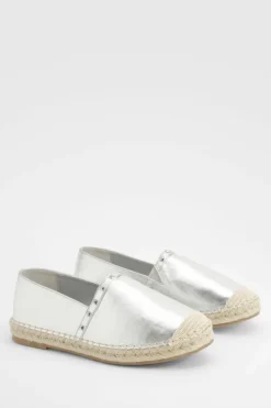 Sandals*boohoo Wide Fit Stud Detail Espadrilles silver