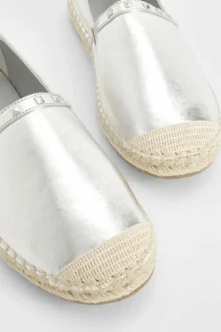 Sandals*boohoo Wide Fit Stud Detail Espadrilles silver