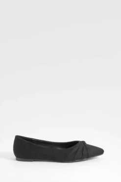 Flats*boohoo Wide Fit Twist Front Pointed Flats black