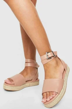 Sandals*boohoo Wide Fit Two Part Flatform Sandals nude