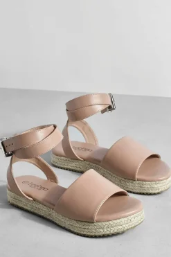 Sandals*boohoo Wide Fit Two Part Flatform Sandals nude