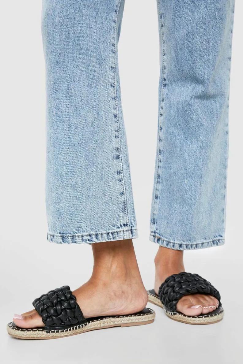 Sandals*boohoo Wide Fit Woven Espadrille Slider black