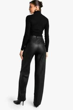 Up To 80% Off Winter Warmers|Bottoms*boohoo Wide Leg Leather Look Trousers black