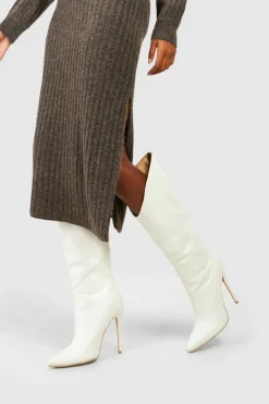 Jumper Dresses|Jumper Dresses*boohoo Wide Rib Knit Collared Soft Jumper Dress chocolate