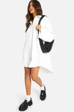 Shirt Dresses*boohoo Wide Sleeve Shirt Dress white