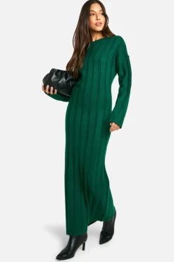 Maxi Dresses|Jumper Dresses*boohoo Wide Soft Rib Knitted Maxi Dress bottle