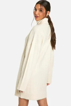 Jumper Dresses|Jumper Dresses*boohoo Wide Soft Rib Roll Neck Jumper Dress ecru