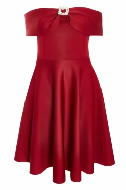 Midi Dresses*Quiz Curve Skater Midi Dress Wine