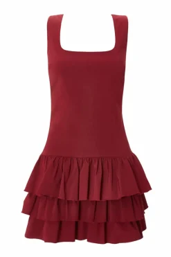 Skater Dresses*Quiz Layered Mini Dress Wine
