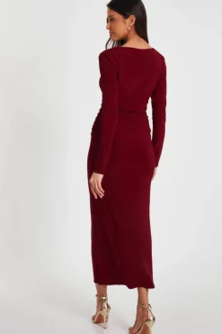 Bodycon Dresses*Quiz Ruched Midaxi Dress Wine