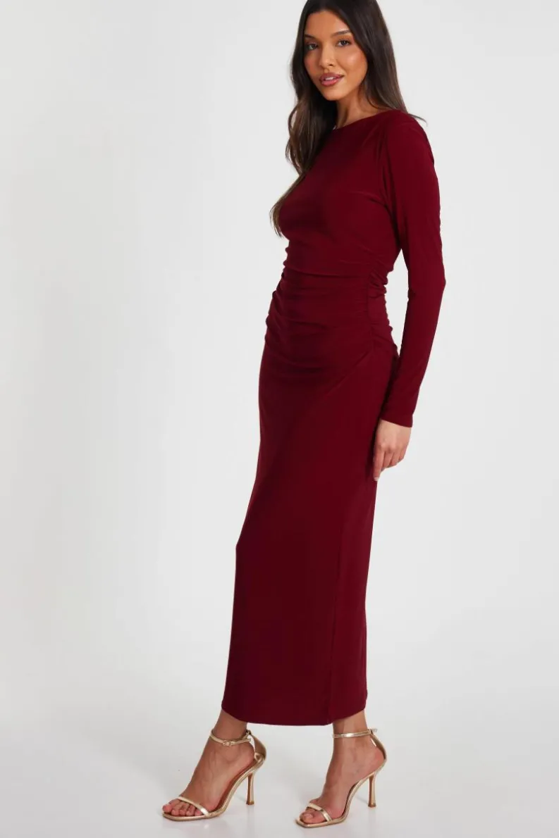 Bodycon Dresses*Quiz Ruched Midaxi Dress Wine