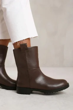All Boots|Boots*Where's That From Winter' Mid Calf Boot With Stitching Detail Brown