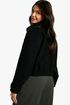 Up To 80% Off Winter Warmers|Bomber Jackets*boohoo Wool Look Collared Bomber Jacket black