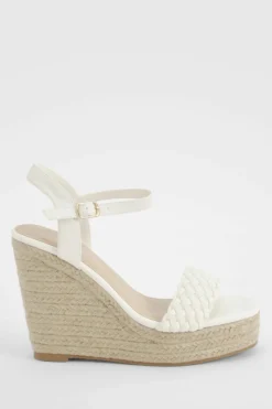 Wedges|Heels*boohoo Woven 2 Part Wedge white