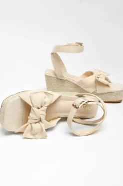 Sandals*Quiz Woven Bow Front Wedges Off White