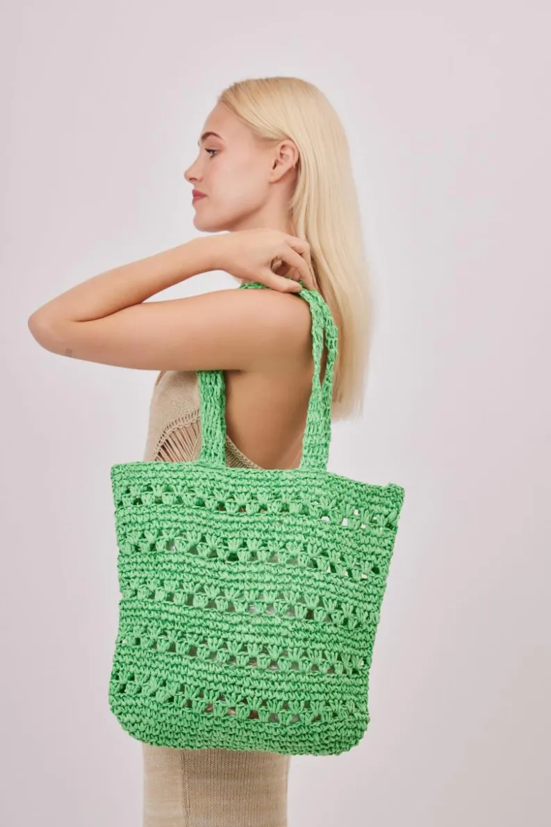 Handbags|Tote Bags*My Accessories London Woven Crochet Tote Green