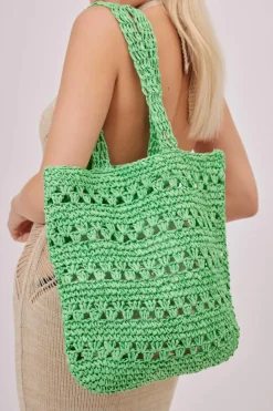 Handbags|Tote Bags*My Accessories London Woven Crochet Tote Green