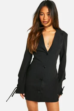Blazer Dresses*boohoo Woven Cut Out Cross Back Blazer Dress black