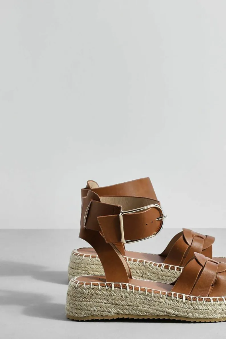 Flats|Sandals*boohoo Woven Detail 2 Part Flatforms tan