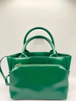 Handbags*SVNX Woven Faux Leather Grab Bag in Green