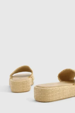 Sandals*boohoo Woven Flatform Sliders natural