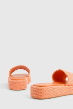 Sandals*boohoo Woven Flatform Sliders orange