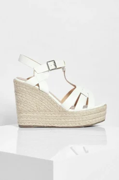 Wedges|Sandals*boohoo Woven Front Espadrille Wedge white