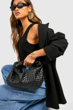 Woven Bags|Handbags*boohoo Woven Knot Handle Bag black