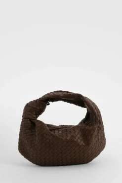Woven Bags|Handbags*boohoo Woven Knot Handle Bag chocolate