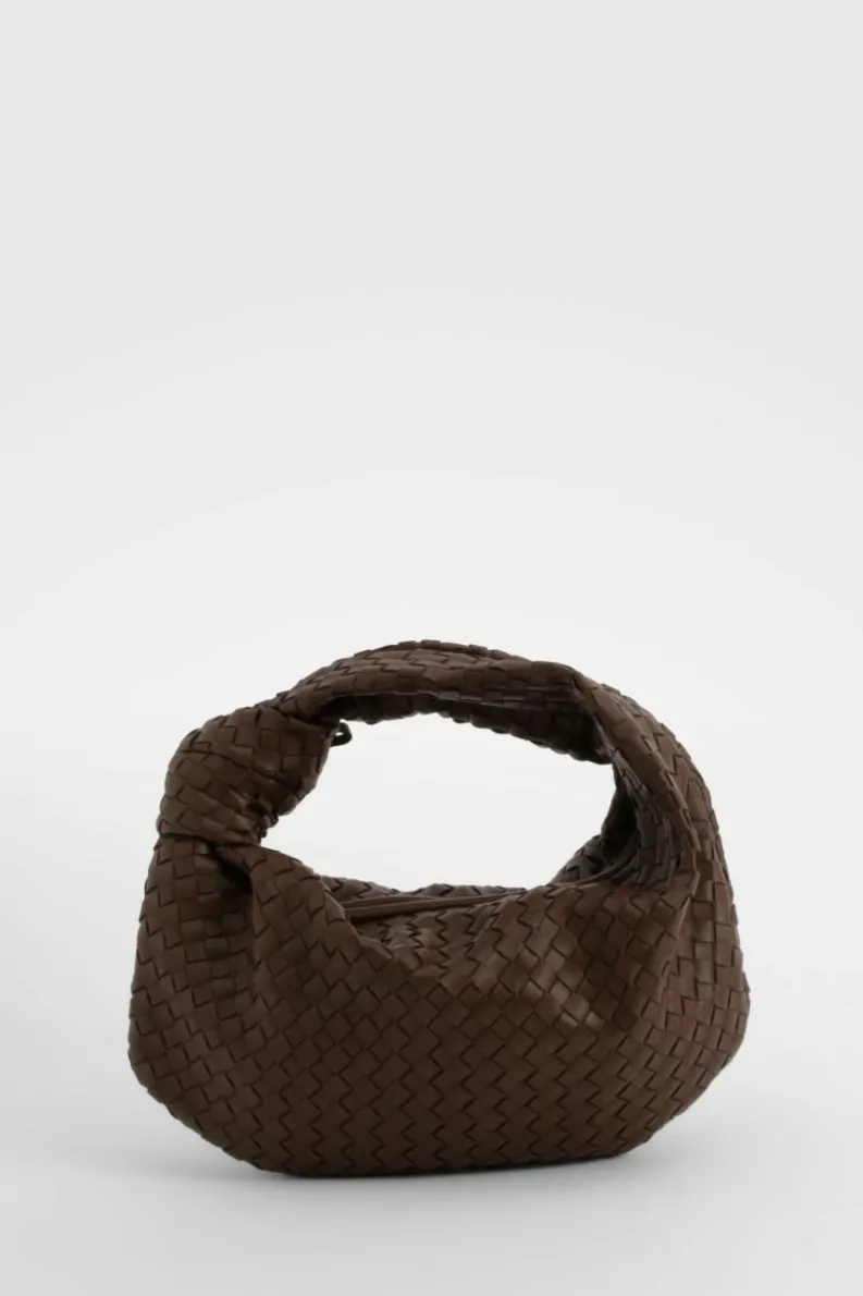 Woven Bags|Handbags*boohoo Woven Knot Handle Bag chocolate